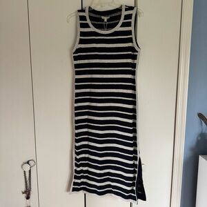 Nordstrom navy and White Striped Midi Dress